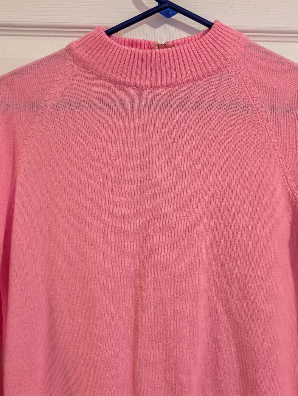 Vintage 60s 70s Kmart Mockneck Sweater Size Small/Medium (Vtg Sz 36) Pink Zip